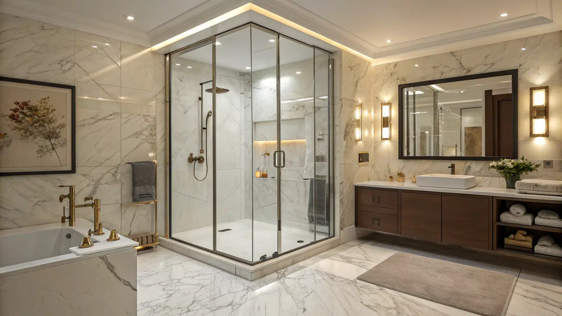 une cabine de douche dans une salle de bain